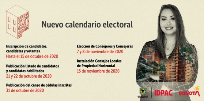Pieza gráfica Amplían fechas para elecciones de los consejos locales de propiedad horizontal