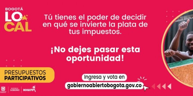 Pieza gráfica Hasta el 20 de diciembre los bogotanos decidirán los proyectos que se deben llevar a cabo en sus barrios en el 2021