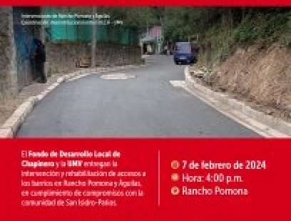Entrega rehabilitación vía Rancho Pomona y Águilas